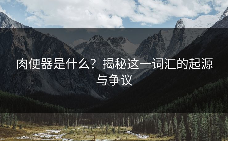 肉便器是什么？揭秘这一词汇的起源与争议